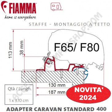 ADAPTER CARAVAN STANDARD 400 ADATTATORE STAFFA PER TENDALINO FIAMMA F65 E F80 RICAMBIO ORIGINALE FIAMMA