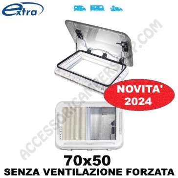 OBLO' EXTRAVENT 70x50 BIANCO SENZA VENTILAZIONE FORZATA PER CAMPER VAN MOTORHOME CARAVAN