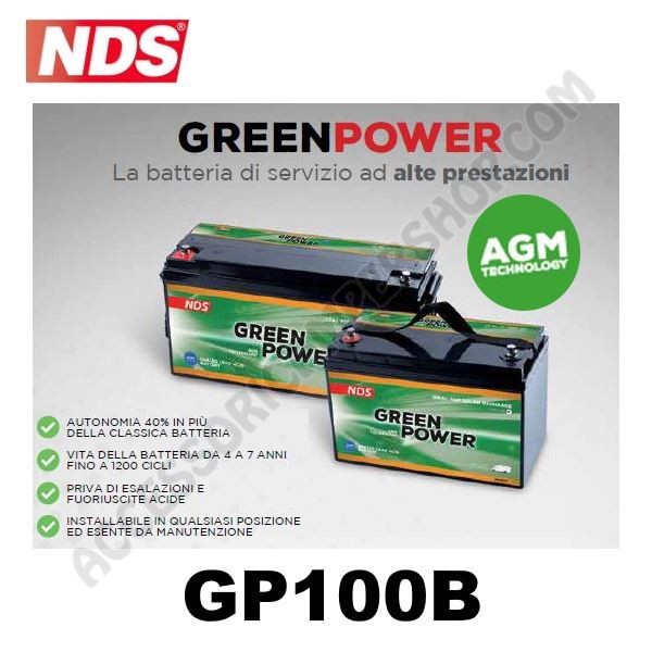 Batterie Green Power NDS 100Ah Basse AGM 12V Camping-Car GP100B