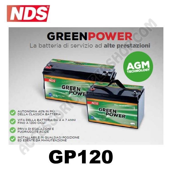 Batterie Agm Auxiliaire 120a Green Power Nds Gp120 Camping-Car