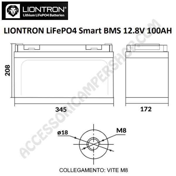 Batteria al litio per camper LiFePO4 Liontron 100 Ah