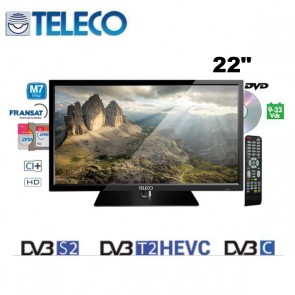 TV LCD A LED HD TELECO TEK 22D 22" CON DVD E DVB-S2-DVB-T2-HEVC PER CAMPER VAN  MOTORHOME CARAVAN BARCHE