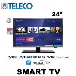 SMART TV TELECO TEK24W9 24'' ANDROID 9.0 DVB-S2-DVB-T2-HEVC PER CAMPER VAN  MOTORHOME CARAVAN BARCHE
