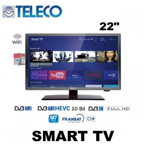 SMART TV TELECO TEK22W9 22'' ANDROID 9.0 DVB-S2-DVB-T2-HEVC PER CAMPER VAN  MOTORHOME CARAVAN BARCHE
