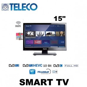 SMART TV TELECO TEK15W9 15'' ANDROID 9.0 DVB-S2-DVB-T2-HEVC PER CAMPER VAN  MOTORHOME CARAVAN BARCHE
